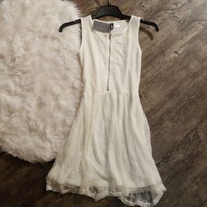 White lace, zipper dress